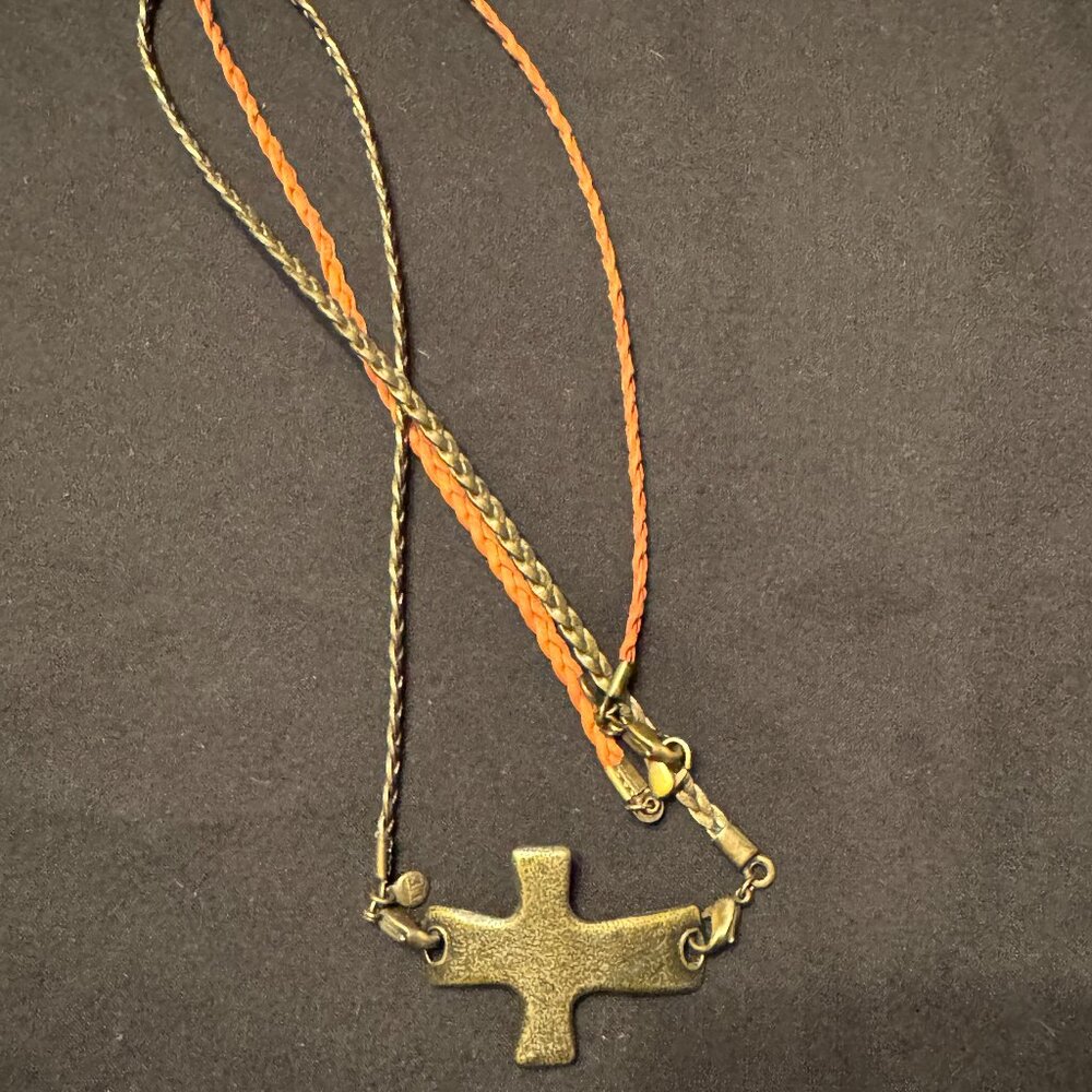 Vintage Lenny & Eva Leather and Metal Bracelet set with Gold Cross - Picture 2 of 2